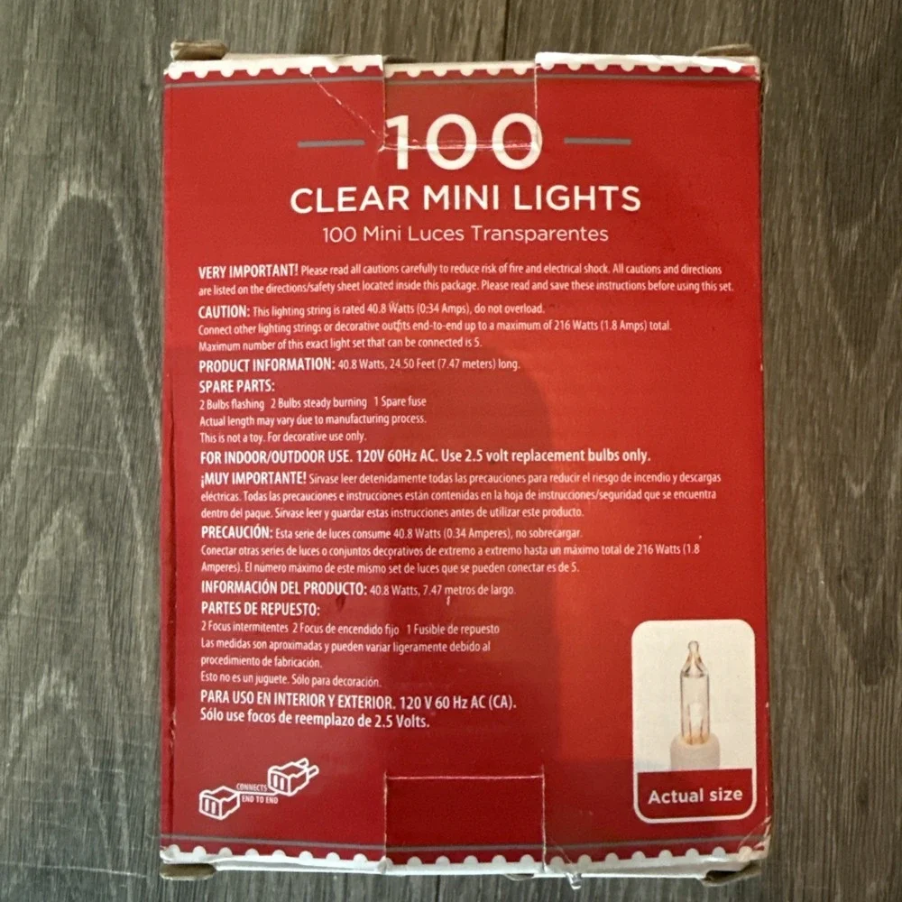 Holiday Time 100  NIB White Mini Lights with White Wire 24.5 Feet Indoor/Outdoor